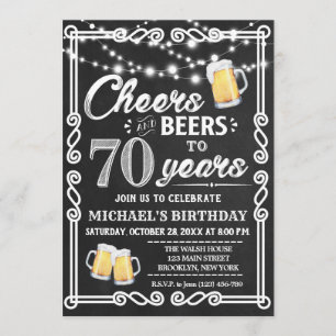 70.ª invitación de cumpleaños Salud y cerveza