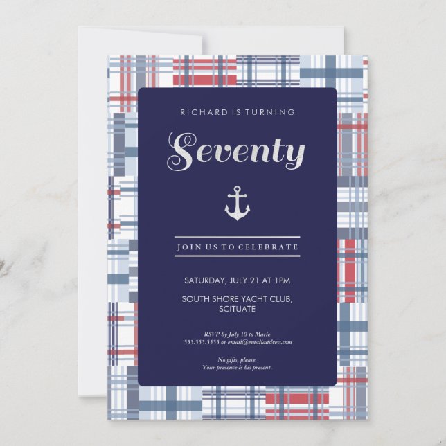 70.ª invitación de cumpleaños - Setenta Personaliz (Anverso)