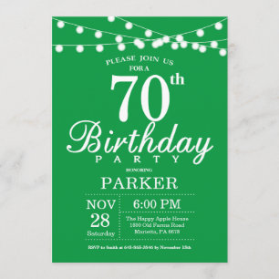 70.ª Invitación de cumpleaños Verde