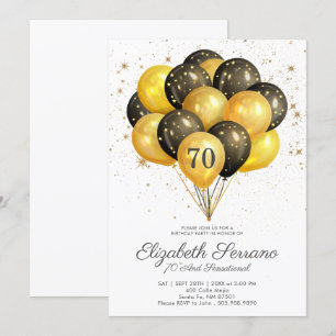70.ª Invitación De Purpurinas Negros Y Oro