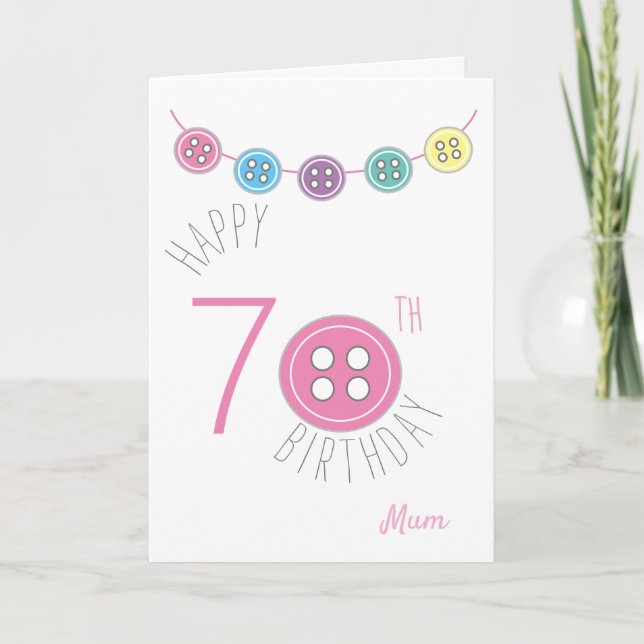 70.ª tarjeta de costura de mamá de cumpleaños con  (Anverso)