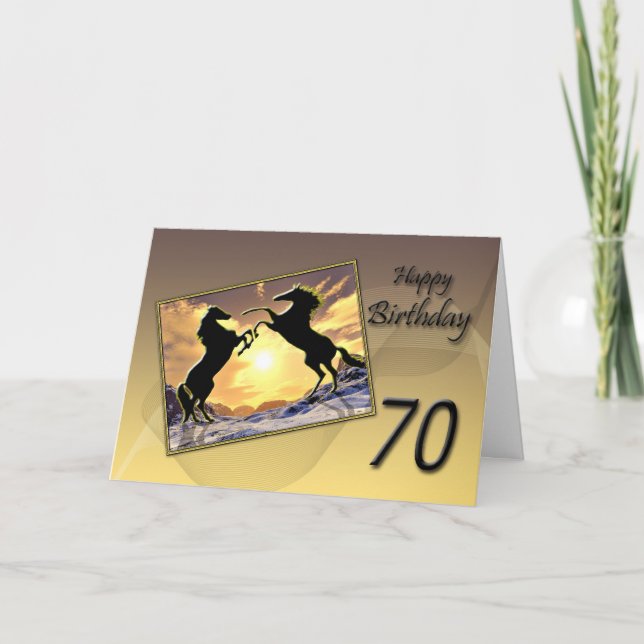 70.ª tarjeta de cumpleaños con caballos de cría (Anverso)