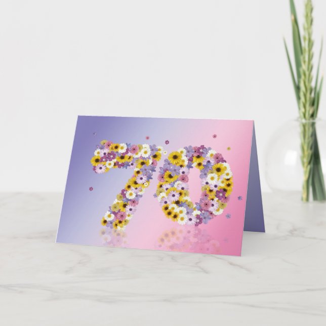 70.ª tarjeta de cumpleaños con letras floridas (Anverso)