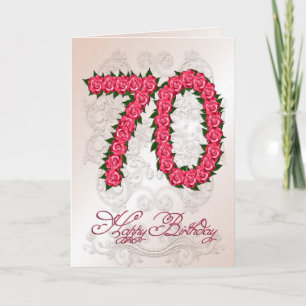 70.ª tarjeta de cumpleaños con rosas y hojas
