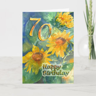 70.ª tarjeta de cumpleaños feliz - girasoles