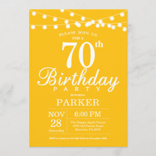 70.º Amarillo de la invitación de cumpleaños