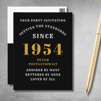 70.º cumpleaños 1954 Invitación de oro negro