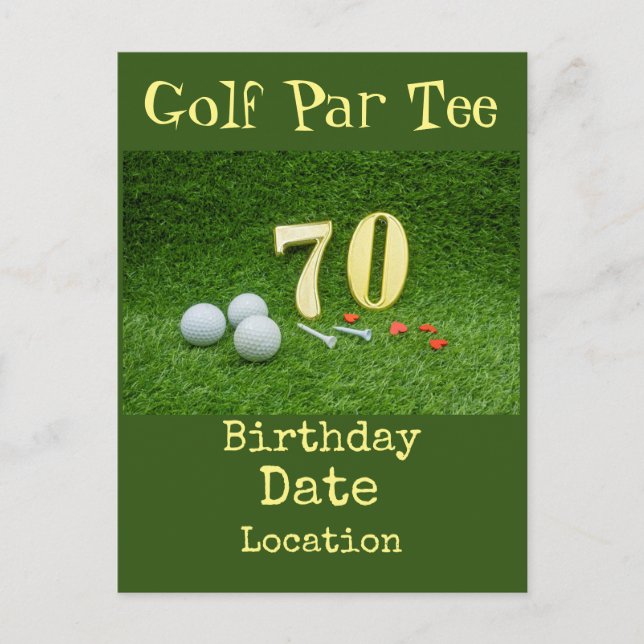 70.º cumpleaños de golf Par Tee Invitación (Anverso)