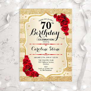70.º cumpleaños - Invitación de Rosas de bandas de
