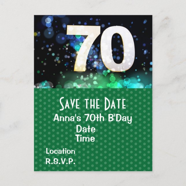70.º cumpleaños Salven la tarjeta postal verde (Anverso)