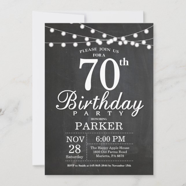 70.º Día de Invitación a Chalkboard (Anverso)