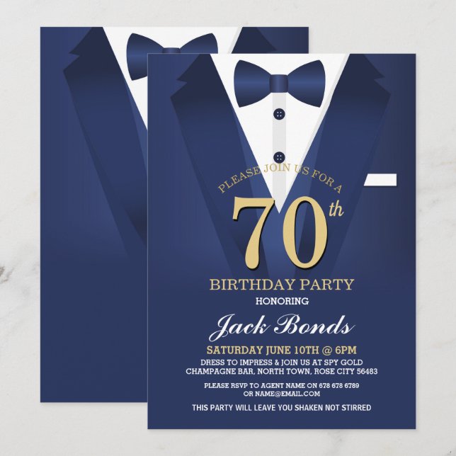 70.º Juicio por Espía de Cumpleaños Invitación de  (Anverso / Reverso)