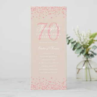 70.º Programa de Cumpleaños Rosa Gold Confetti Cha
