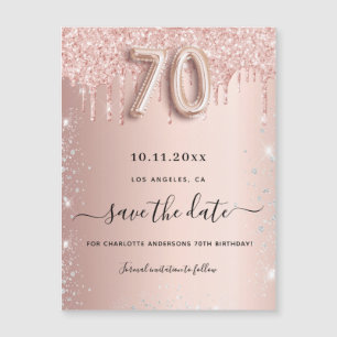 70.º rosa purpurina guardar el imán de fecha