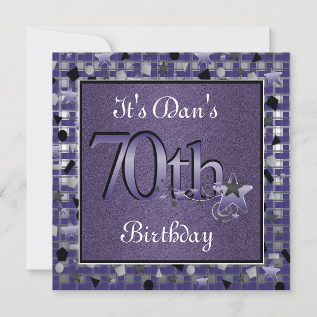 70.a invitación feliz de la fiesta de cumpleaños (Anverso)