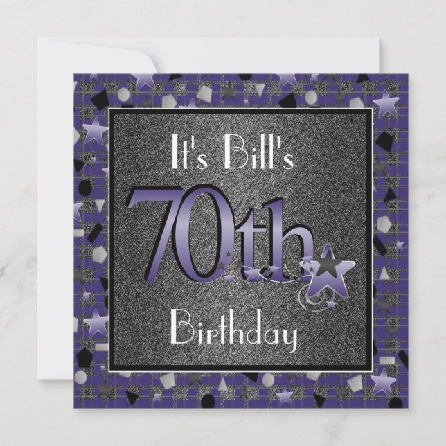70.a invitación feliz de la fiesta de cumpleaños (Anverso)