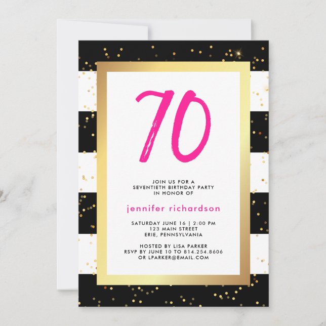 70.a invitación moderna de la fiesta de cumpleaños (Anverso)