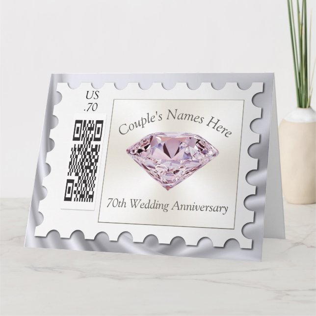 70.a tarjeta personalizada del aniversario de boda (Anverso)