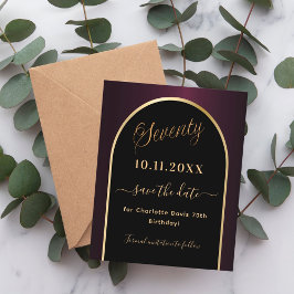 70 años negro burdeos salva la tarjeta de fecha