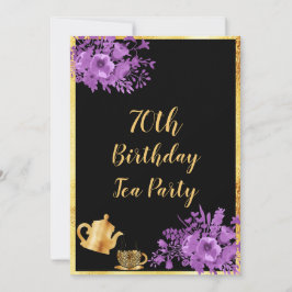70 cumpleaños fiesta de té invitación oro negro or