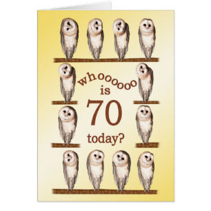70 cumpleaños, tarjeta Curious owls.