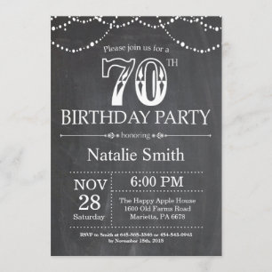 70° Día de Invitación a Chalkboard Luces de cadena