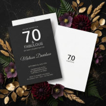 70 & Fabuloso Invitación Elegante Negra