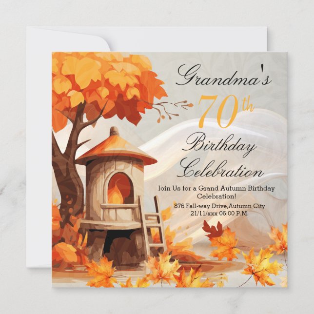 70 Invitación de cumpleaños de otoño (Anverso)