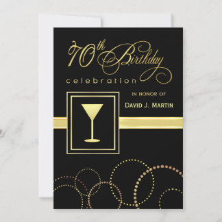 70 invitaciones a fiestas de cumpleaños - Oro y Ne