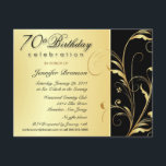 70 invitaciones a fiestas sorpresa de cumpleaños<br><div class="desc">Sorpresa 70 invitaciones de fiesta de cumpleaños para mujeres — Oro y Negro con escritura formal y monograma personal — Personalizar el nombre, fecha y detalles para crear una invitación única y personalizada para esta feliz ocasión. Este diseño popular y de mayor venta está disponible en otros colores, tamaños y...</div>