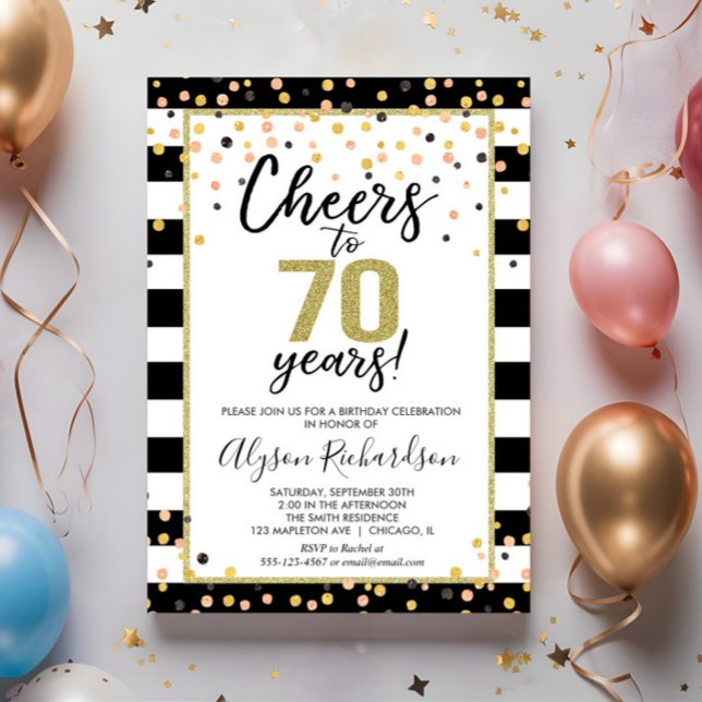 70 invitaciones de cumpleaños, vítores negros y de (Subido por el creador)