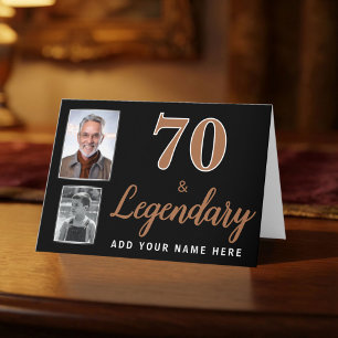 70 & Legendario 2 Fotos Tarjeta de cumpleaños núme