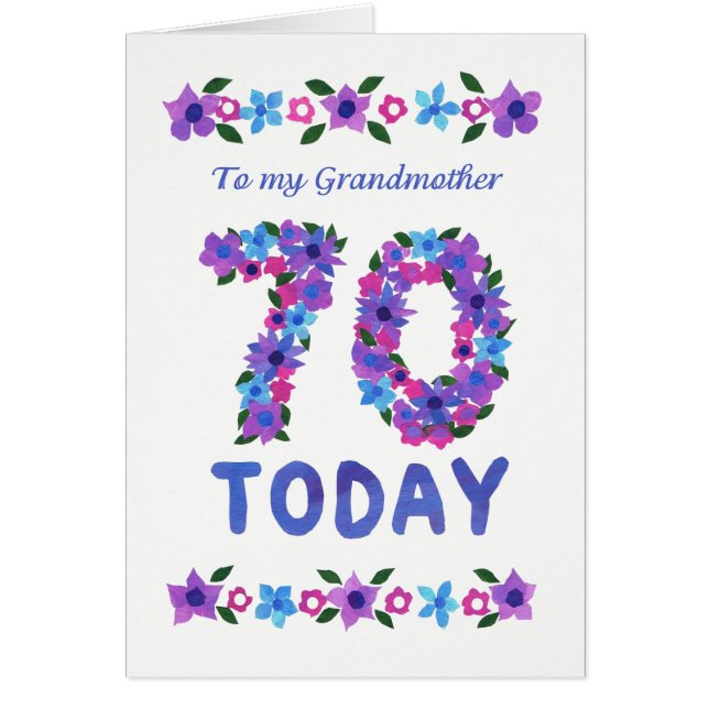 70.o cumpleaños floral bonito, para la abuela (Frente)