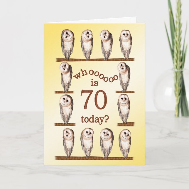 70.o cumpleaños, tarjeta curiosa de los búhos (Anverso)