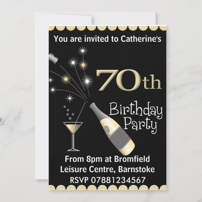 70.o Invitación de la fiesta de cumpleaños (Anverso)