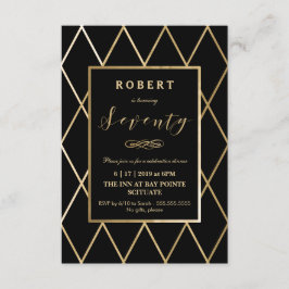 70.o Invitación del cumpleaños - oro, elegante,