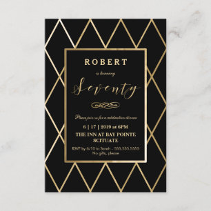 70.o Invitación del cumpleaños - oro, elegante,