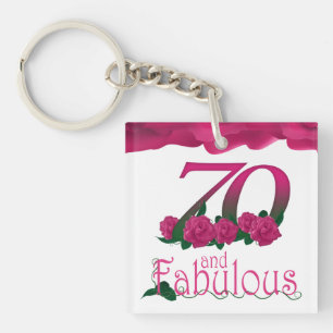 70.o Llavero floral subió flor rosada del