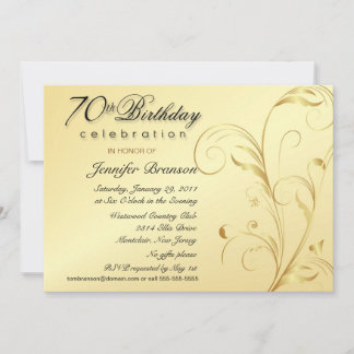 70.o Oro de las invitaciones de la fiesta de