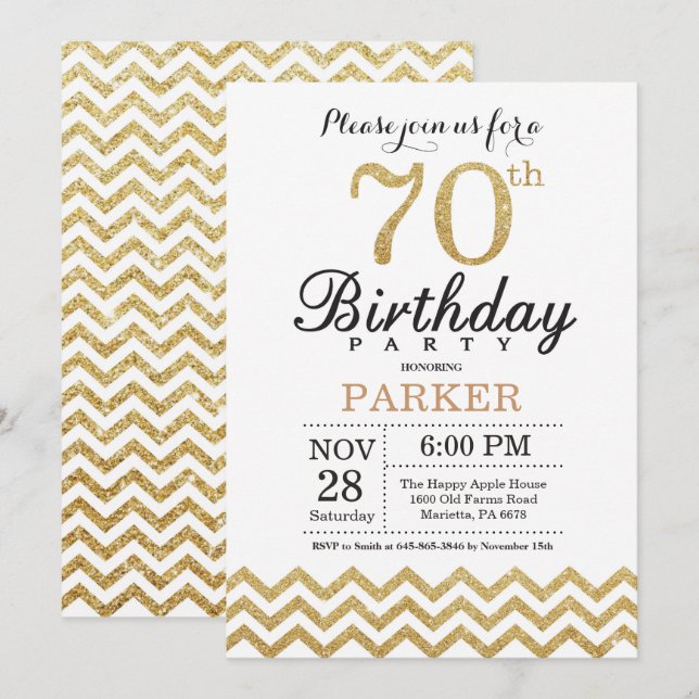 70.o Purpurina del oro de la invitación del (Anverso / Reverso)