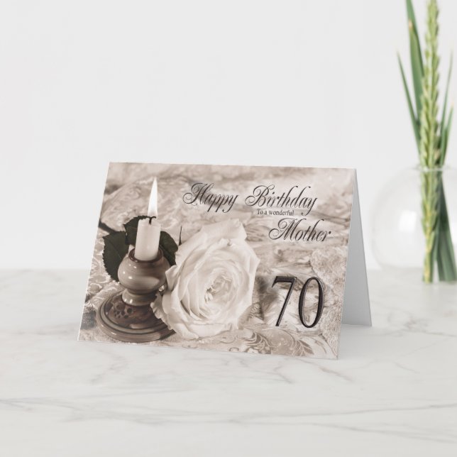 70.o Tarjeta de cumpleaños para la madre, la vela (Anverso)