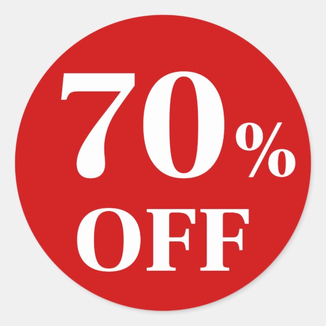 70% OFF Pegatina de redondeo clásico de fondo rojo (Anverso)