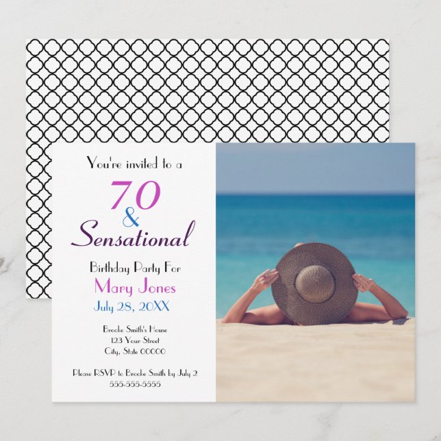 70 y 70° Invitación a la fiesta de cumpleaños (Anverso / Reverso)