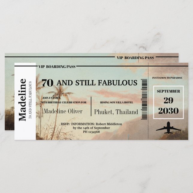 70 y aún fabuloso pase de abordaje tropical (Anverso / Reverso)