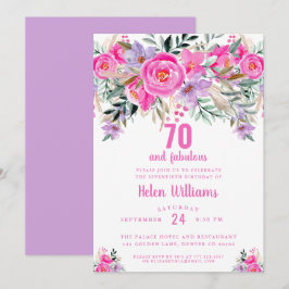 70 y fabulosa invitación de cumpleaños 70 color ro