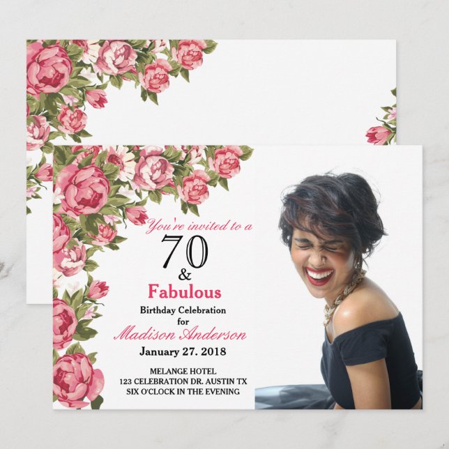 70 y Fabulous Floral | 70 invitaciones de cumpleañ