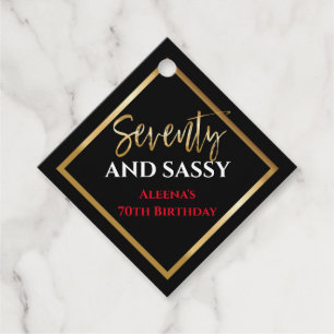 70 Y SASSY Birthday Black Gold Gift Etiqueta