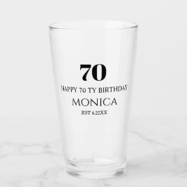 70th happy birthday custom name Glass Cup