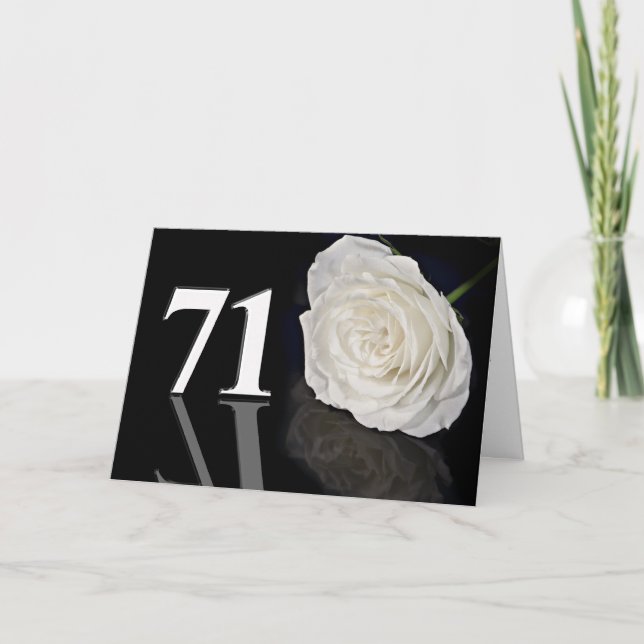 71ª tarjeta de cumpleaños con una rosa blanca clás (Anverso)