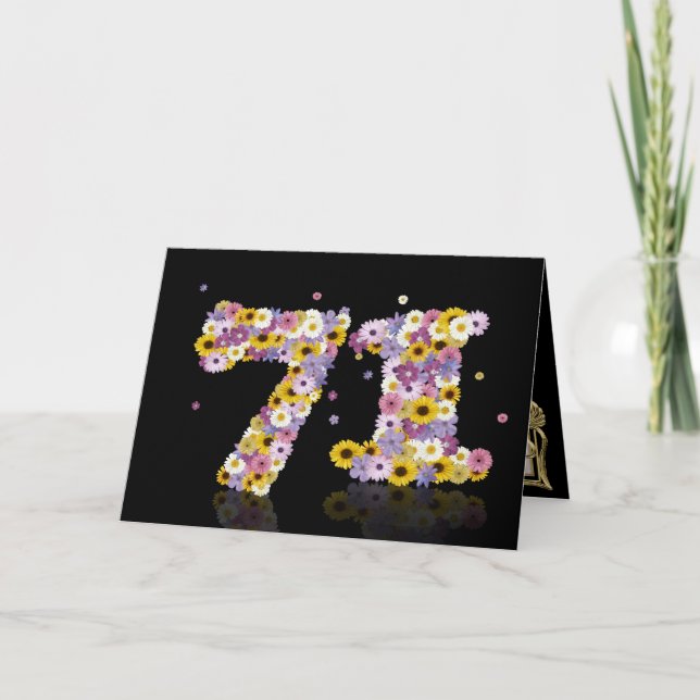 71.ª tarjeta de cumpleaños con letras floridas (Anverso)